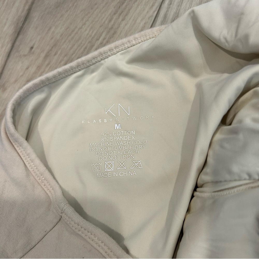Klassy Network One-Shoulder Cream Crop Top - Picture 4 of 8
